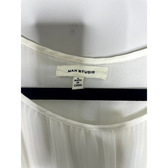 Max Studio Sheer Long Bell Sleeve Flowy Blouse Top White Women's Size Large - Picture 6 of 10